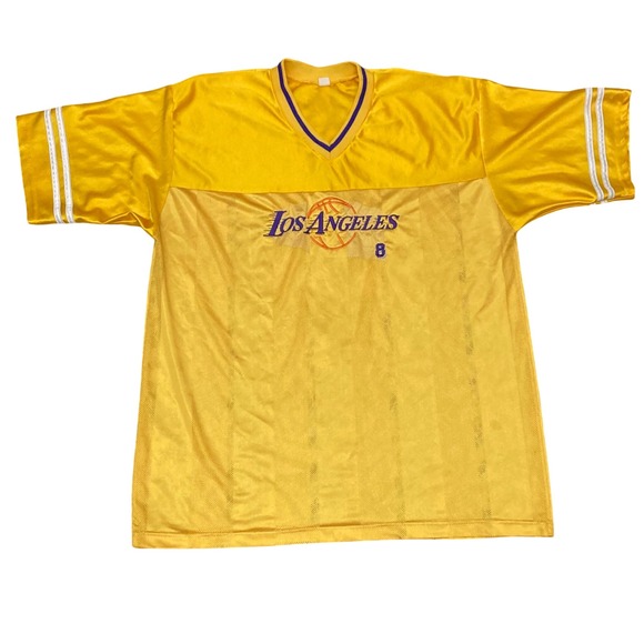 Unbranded Other - Vintage Los Angeles Basketball Jersey Yellow Purple Mesh V-Neck Shirt Number 8